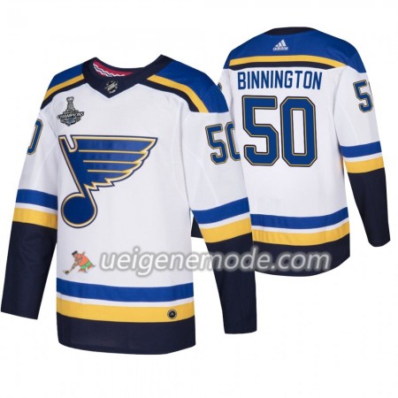 Herren Eishockey St. Louis Blues Trikot Jordan Binnington 50 Adidas 2019 Stanley Cup Champions Weiß Authentic